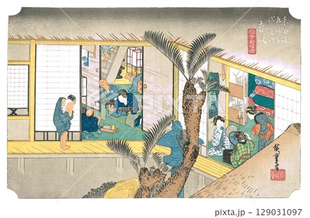 歌川広重 東海道五十三次(保永堂版)#37 赤阪 旅舎招婦 歌川広重 東海道五十三次(保永堂版)#37 赤阪 旅舎招婦 129031097