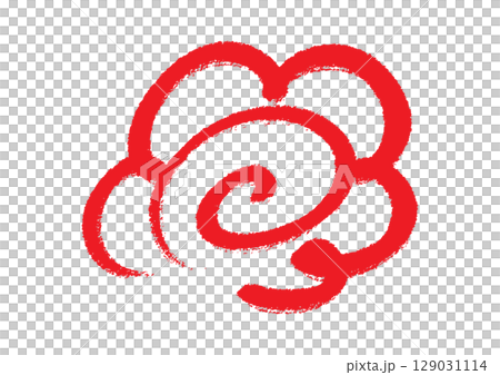 シンプルな手書き風の赤いはなまるのイラストアイコン 129031114