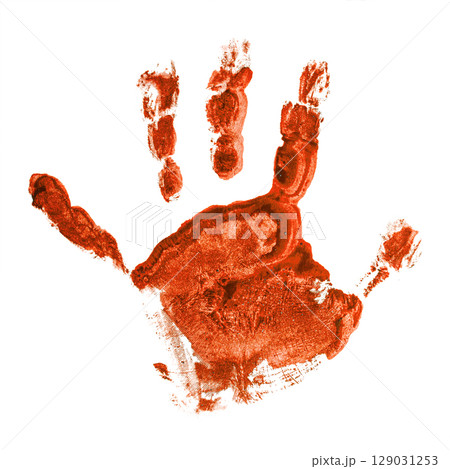 red handprint symbolizing danger isolated 129031253