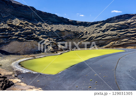 Charco de los Clicos Lanzarote green lagoon Charco de los Clicos Lanzarote green lagoon 129031305
