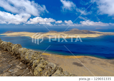 aerial view of la graciosa island Lanzarote Spain 129031335