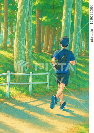 森の中を走る少年 森の中を走る少年 129031596