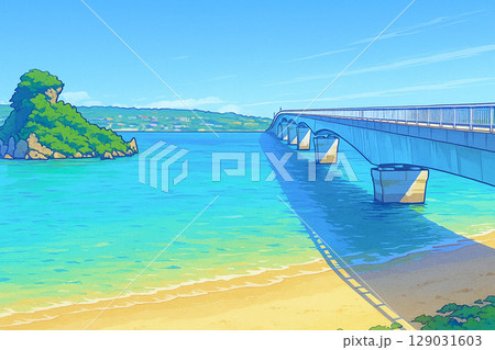 青い海にかかる橋 129031603