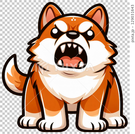 The dog was very fierce, barking and baring its fangs, ready to bite. 129031643