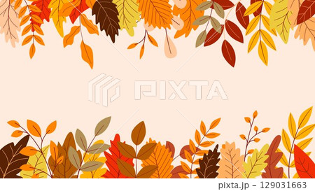 Autumn horizontal template with leaf frame 129031663