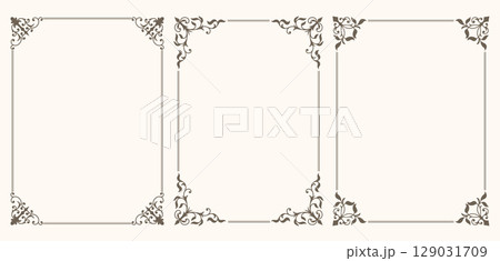 Set of frames with leaves and curls 129031709