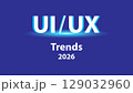 Word "UI/UX trends 2026" with dark blue background. 129032960