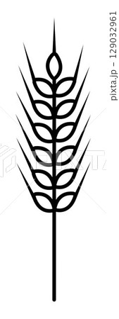 Black line spikelet of cereal, simple monochrome vector icon of single grain steam Black line spikelet of cereal, simple monochrome vector icon of single grain steam 129032961