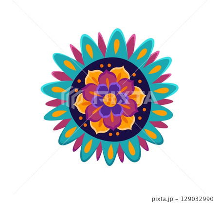 Day of the Dead font marigold flower ornament letter O. Latin America Dia de Los Muertos festival type vector letter, death celebration typeface element. Mexican ritual carnival font symbol or sign Day of the Dead font marigold flower ornament letter O. Latin America Dia de Los Muertos festival type vector letter, death celebration typeface element. Mexican ritual carnival font symbol or sign 129032990