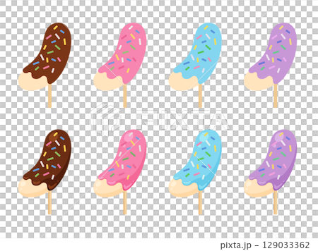 Cute chocolate banana illustration material set 129033362