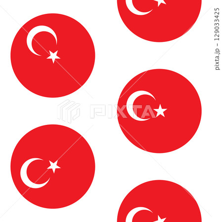 Vector seamless pattern of flat round Turkish flag 129033425
