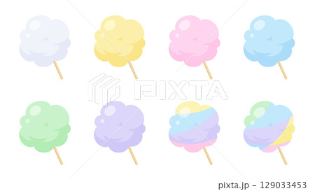 かわいい綿菓子のイラスト素材セット 129033453