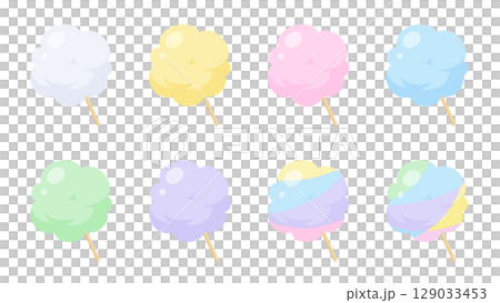 かわいい綿菓子のイラスト素材セット 129033453