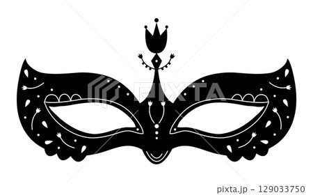 Black masquerade mask with white elements 129033750