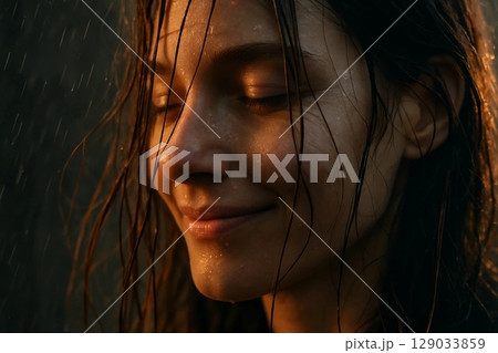 Photorealistic Macro Close-Up of Human Face with Shallow Depth of Field Photorealistic Macro Close-Up of Human Face with Shallow Depth of Field 129033859