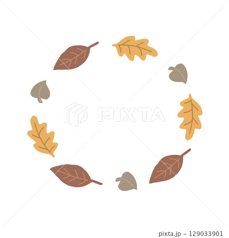 Autumn leaves wreath round frame. Fall design element. Vector isolated illustration Autumn leaves wreath round frame. Fall design element. Vector isolated illustration 129033901