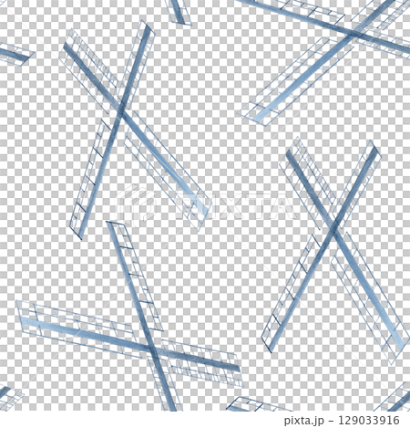 Abstract windmill blades arranged in diagonal rhythm on white background.Seamless watercolor pattern. Airy, architectural design ideal for textiles, packaging, stationery, and eco-themed branding Abstract windmill blades arranged in diagonal rhythm on white background.Seamless watercolor pattern. Airy, architectural design ideal for textiles, packaging, stationery, and eco-themed branding 129033916