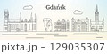Gfansk city skyline - line art vector illustration 129035307
