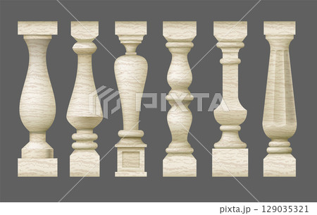 Set of classic old marble balusters 129035321