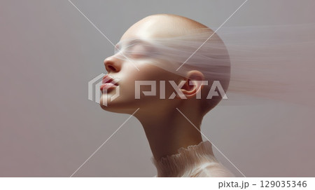 Abstract Portrait of Woman With Veil Suggesting Mystery and Serenity Abstract Portrait of Woman With Veil Suggesting Mystery and Serenity 129035346