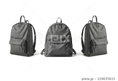 Blank black backpack with zipper mockup, ai generated 129035615