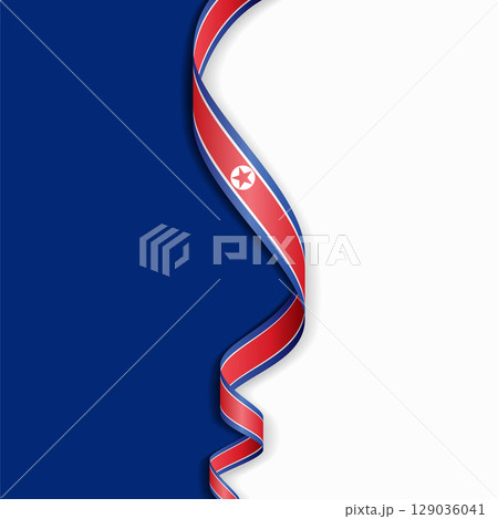 North Korean flag wavy abstract background. Vector illustration. North Korean flag wavy abstract background. Vector illustration. 129036041