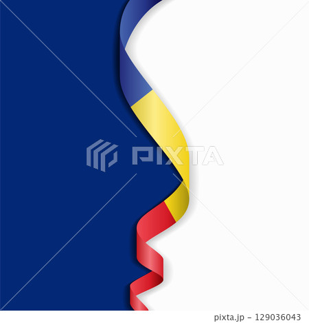 Romanian flag wavy abstract background. Vector illustration. Romanian flag wavy abstract background. Vector illustration. 129036043