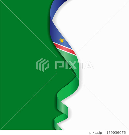 Namibian flag wavy abstract background. Vector illustration. 129036076