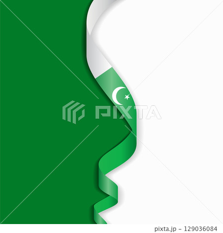 Pakistani flag wavy abstract background. Vector illustration. Pakistani flag wavy abstract background. Vector illustration. 129036084