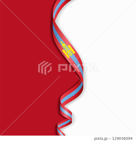 Mongolian flag wavy abstract background. Vector illustration. 129036094