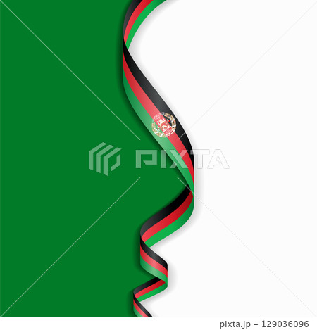 Afghani flag wavy abstract background. Vector illustration. 129036096
