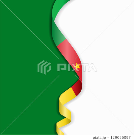 Cameroon flag wavy abstract background. Vector illustration. 129036097
