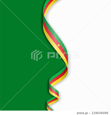 Cameroon flag wavy abstract background. Vector illustration. 129036098