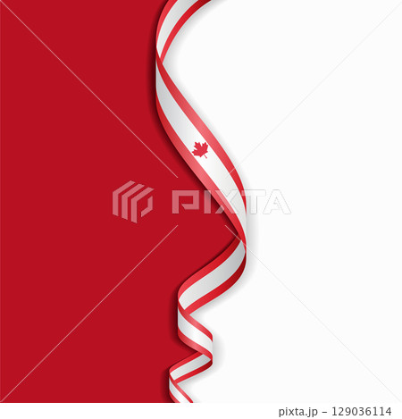 Canadian flag wavy abstract background. Vector illustration. 129036114