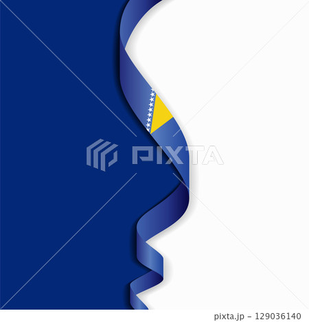 Bosnia and Herzegovina flag wavy abstract background. Vector illustration. 129036140
