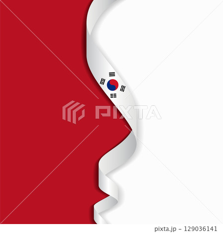 South Korean flag wavy abstract background. Vector illustration. 129036141