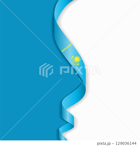Kazakhstan flag wavy abstract background. Vector illustration. 129036144