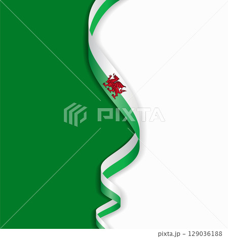 Welsh flag wavy abstract background. Vector illustration. 129036188