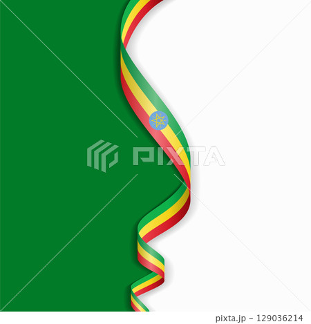Ethiopian flag wavy abstract background. Vector illustration. 129036214