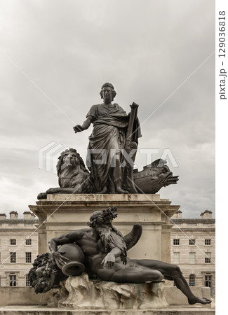 the Statue of George III located within the Edmond J. Safra Fountain Court. the Statue of George III located within the Edmond J. Safra Fountain Court. 129036818