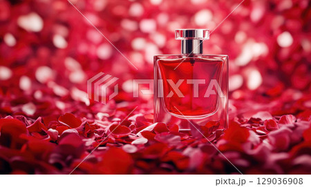 Fragrance bottle with roses 129036908
