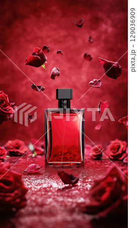 Romantic rose-scented perfume 129036909