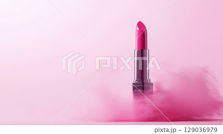 Pink lipstick on soft backdrop 129036979