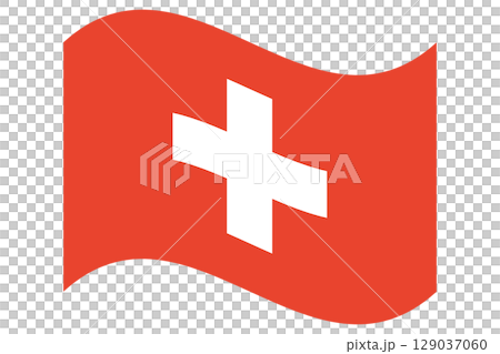 Swiss flag isolated in wave shape. Switzerland waving flag. 129037060