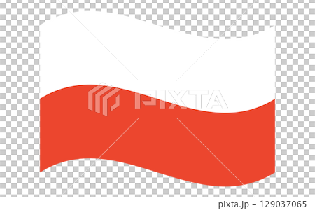 Waving polish flag isolated, icon. The flag of Poland in the wave shape.. Waving polish flag isolated, icon. The flag of Poland in the wave shape.. 129037065