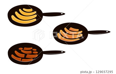 Vector illustration of cooking and serving Tajadas fried banana slices Plantain 129037295