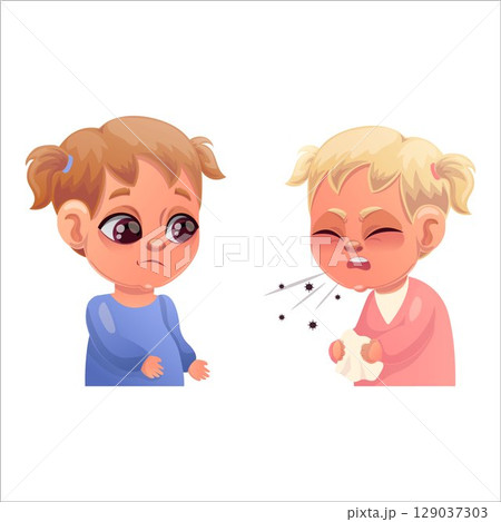 Vector illustration of a sick child Vector illustration of a sick child 129037303