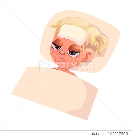 Vector illustration of a child with measles 129037306