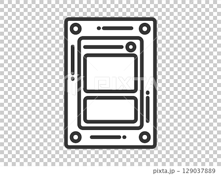 マグネットローダーに入った、トレーディングカードのアイコン（線画）のイラスト 129037889