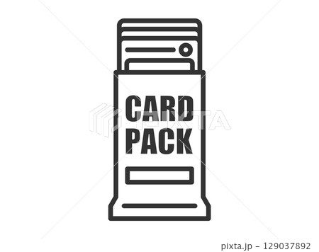 トレーディングカードの、パック開封のアイコン（線画）のイラスト 129037892